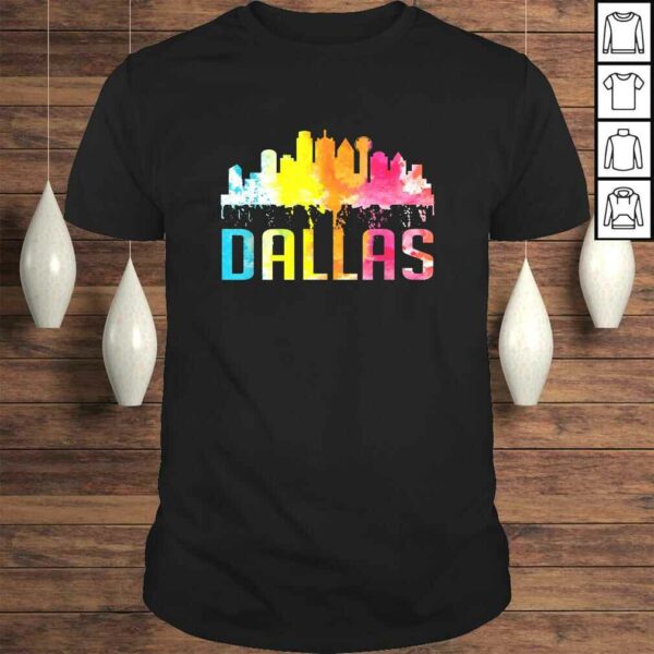 Dallas Texas Retro Watercolor Skyline Art Souvenir T-shirt