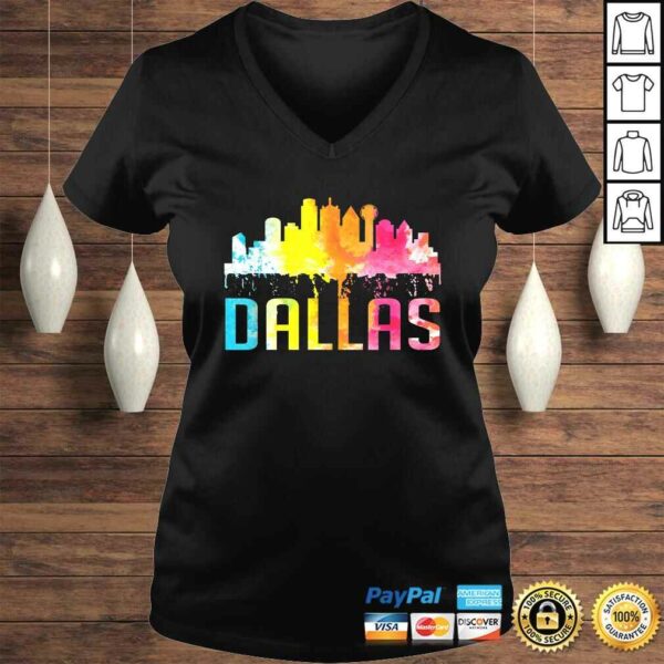 Dallas Texas Retro Watercolor Skyline Art Souvenir T-shirt