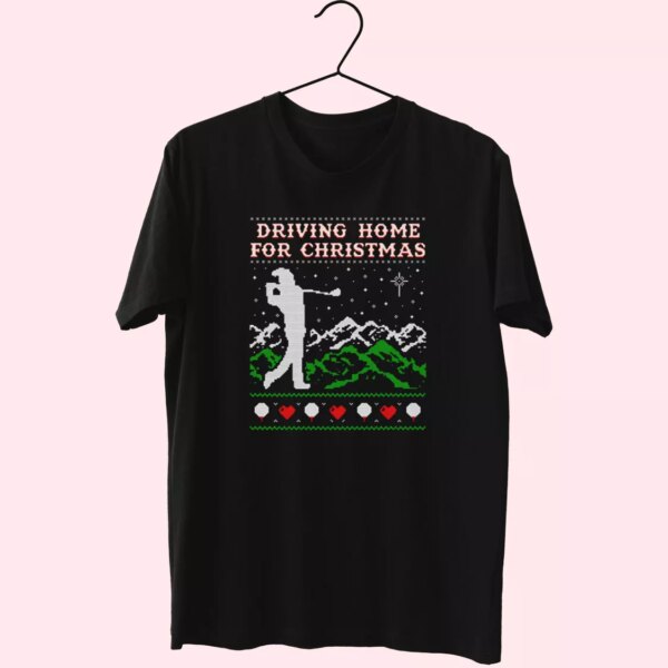 Driving Home For Christmas Golf T Shirt Xmas Design