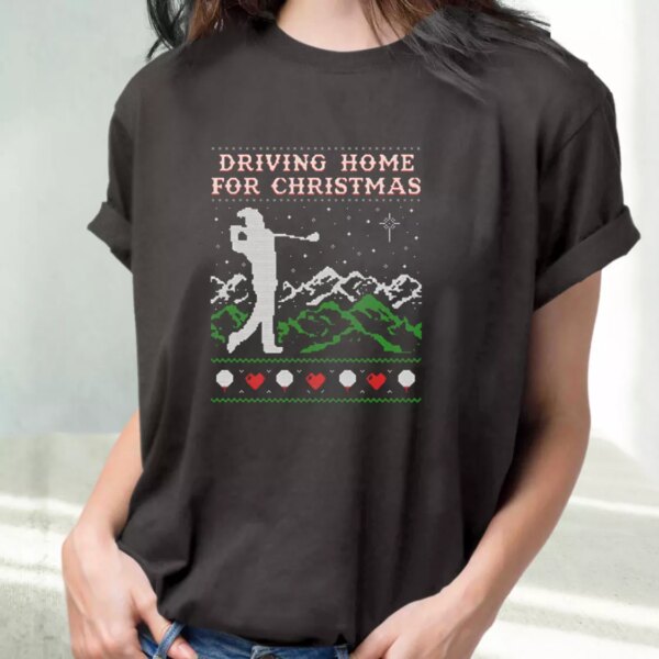 Driving Home For Christmas Golf T Shirt Xmas Design