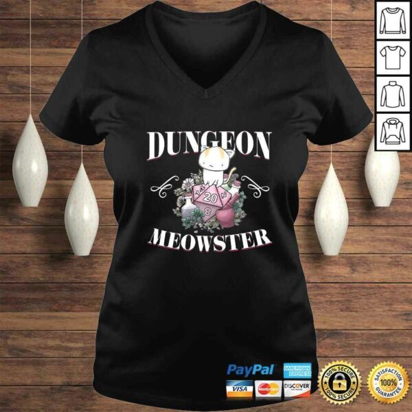 Dungeon Meowster Funny DnD Gamer Cat Lover D20 V-Neck T-Shirt