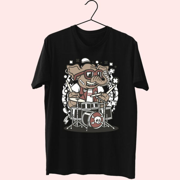 Elephant Drummer Funny Graphic T Shirt