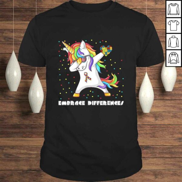 Embrace Differences Dabbing Unicorn Shirt Autism Awareness