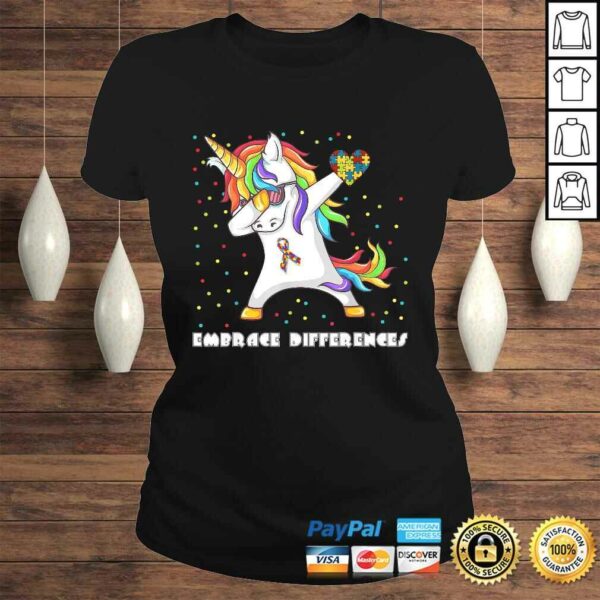 Embrace Differences Dabbing Unicorn Shirt Autism Awareness