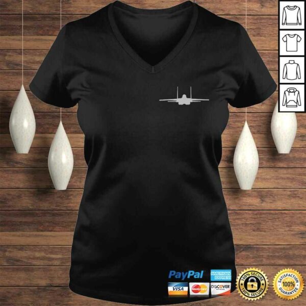 F-15 Eagle Fighter Jet Aircraft Silhouette and Tri-View V-Neck T-Shirt