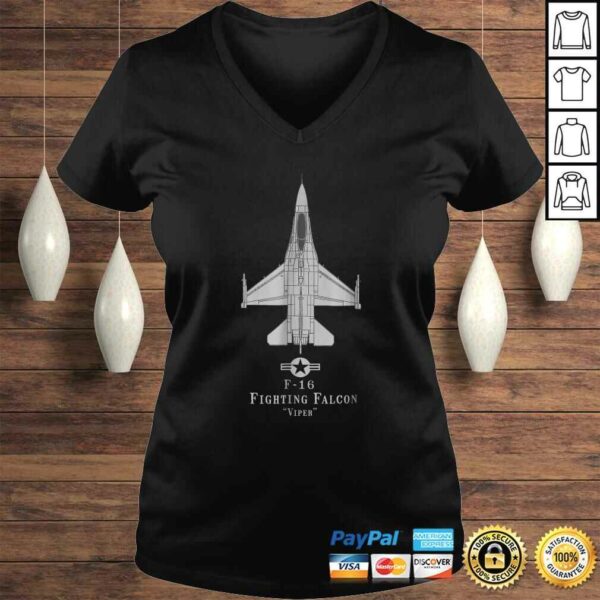 F-16 Fighting Falcon Tech Drawing Military Airplane TShirt