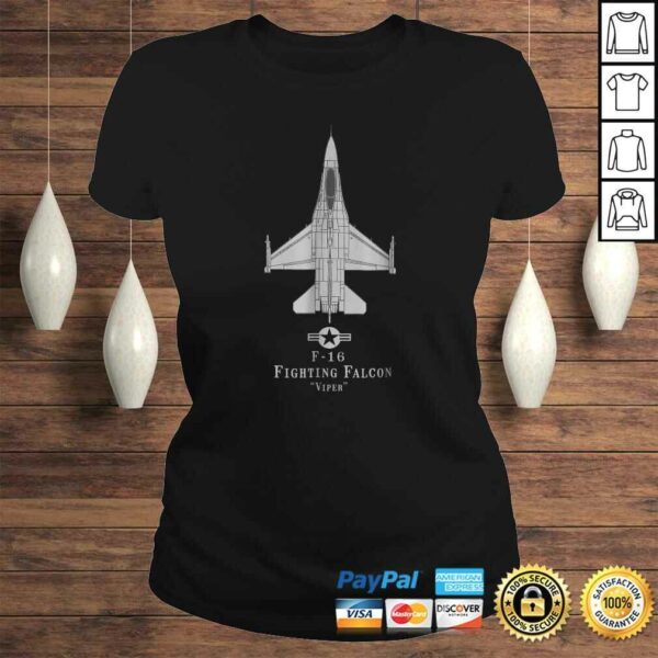 F-16 Fighting Falcon Tech Drawing Military Airplane TShirt