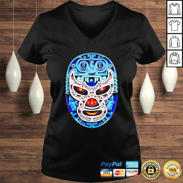 Feel-Ink Demon Blue Lucha Libre Wrestler Aztec Design Shirt