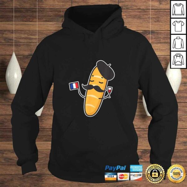 French Baguette Holding A French Flag And Wine Glass Tee Shirt