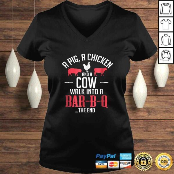 Funny A Pig A Chicken And A Cow Funny BBQ Joke TShirt