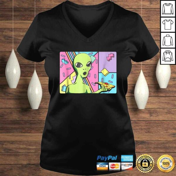 Funny Alien Shirt – Trippy Alien Eating Pizza Shirt 80s