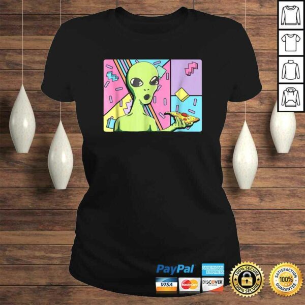 Funny Alien Shirt – Trippy Alien Eating Pizza Shirt 80s