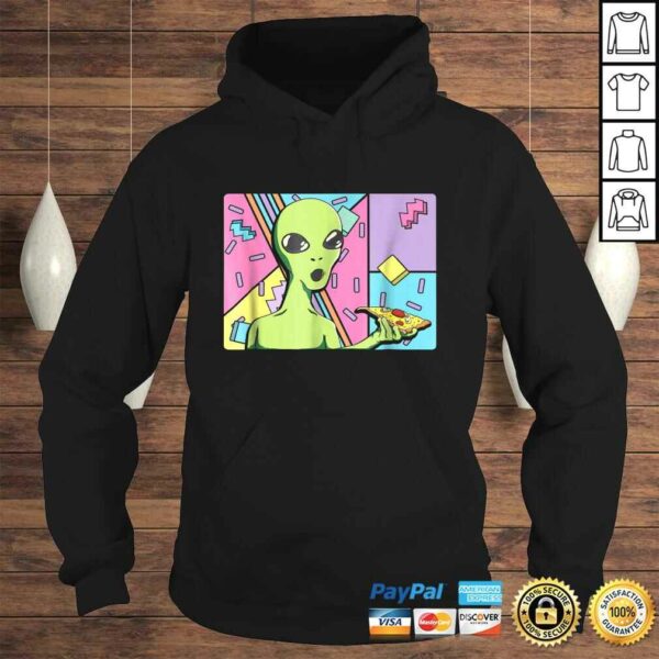 Funny Alien Shirt – Trippy Alien Eating Pizza Shirt 80s