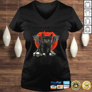 Funny BATCAT SKULL SALEM SANCTUARY FOR WAYWARD CATS Tee Shirt