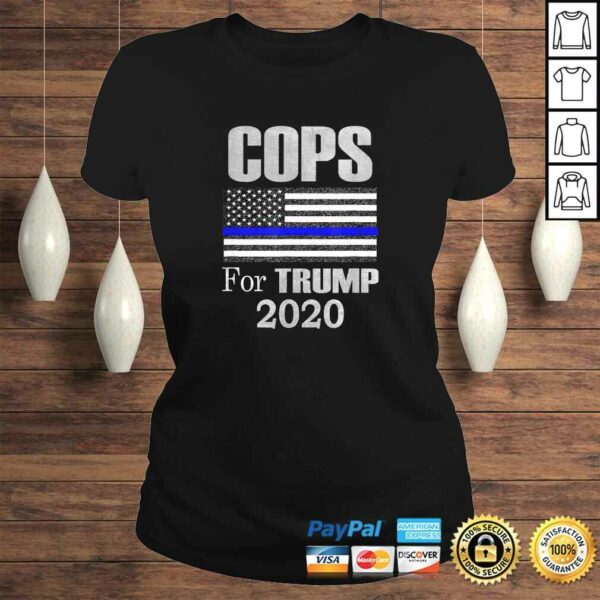 Funny Blue Line Supporters Police USA Flag – Cops For Trump 2020 Tee T-Shirt