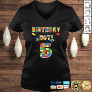 Funny Building Block Birthday Boy Turning 5 Tee T-Shirt