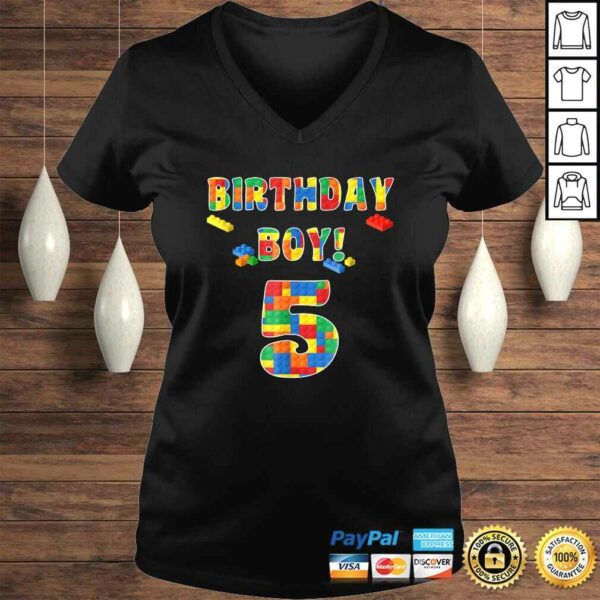 Funny Building Block Birthday Boy Turning 5 Tee T-Shirt