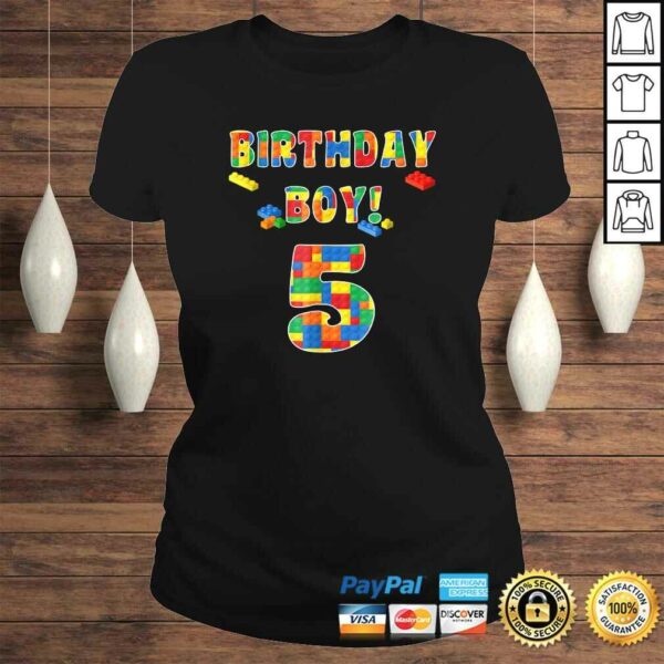 Funny Building Block Birthday Boy Turning 5 Tee T-Shirt