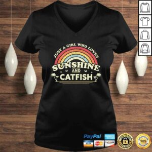 Funny Catfish Shirt. Just A Girl Who Loves Sunshine And Catfish V-Neck T-Shirt