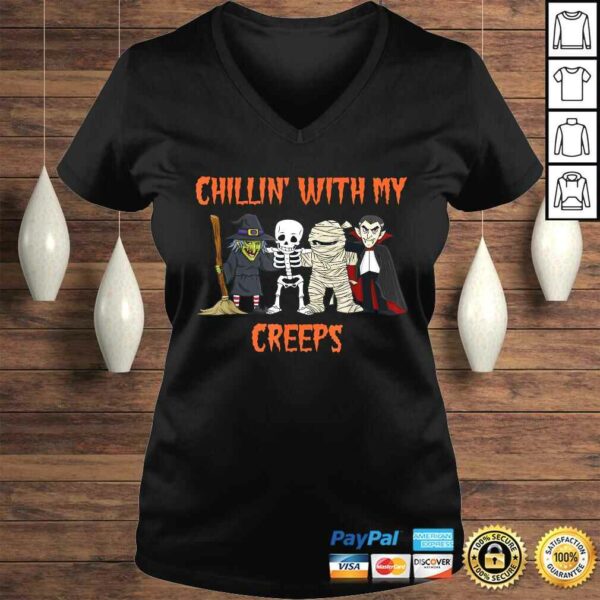 Funny Chillin With My Creeps Vampire Halloween Skeleton Witch TShirt