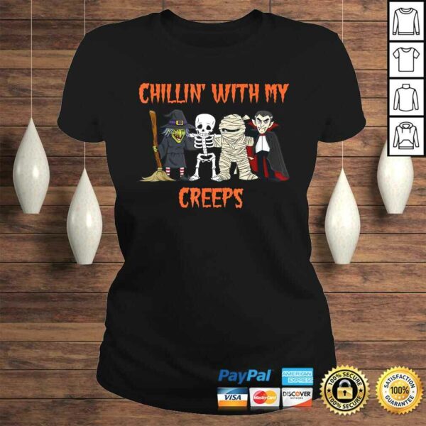 Funny Chillin With My Creeps Vampire Halloween Skeleton Witch TShirt