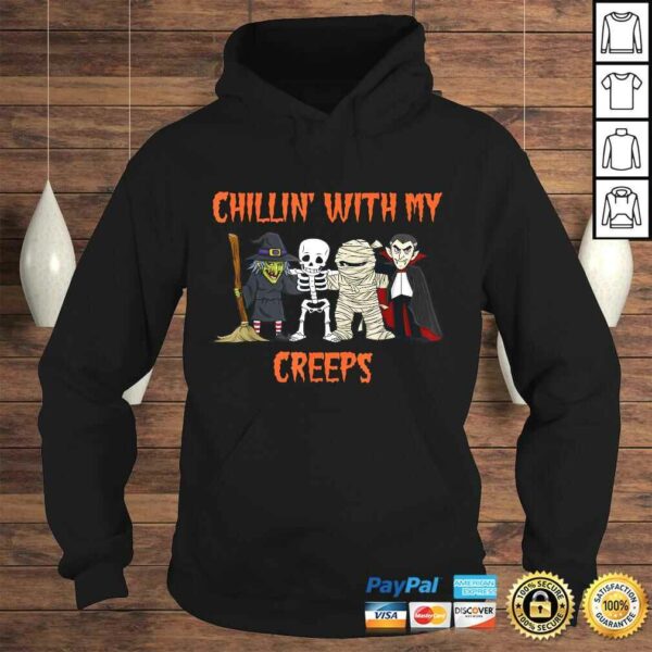 Funny Chillin With My Creeps Vampire Halloween Skeleton Witch TShirt