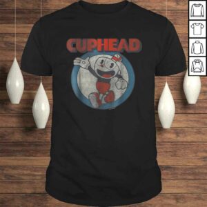 Funny Cuphead Waving Circle Portrait Vintage Graphic TShirt Funny Cuphead Waving Circle Portrait Vintage Graphic TShirt