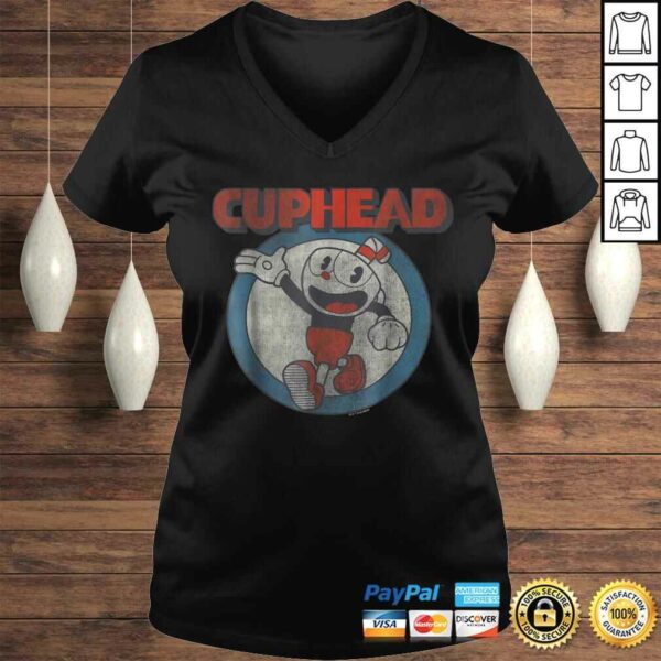 Funny Cuphead Waving Circle Portrait Vintage Graphic TShirt