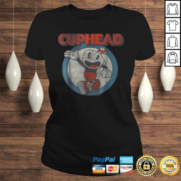 Funny Cuphead Waving Circle Portrait Vintage Graphic TShirt