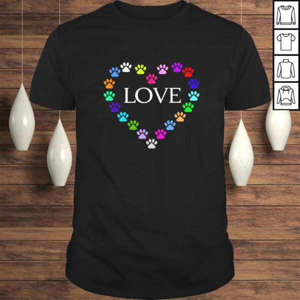 Funny Cute Colorful Heart I Love My Cat Dog Animal Paws Gift TShirt