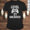 Funny Cute Video Gamer 21th Birthday Gift Funny Level 21 Unlocked Shirt