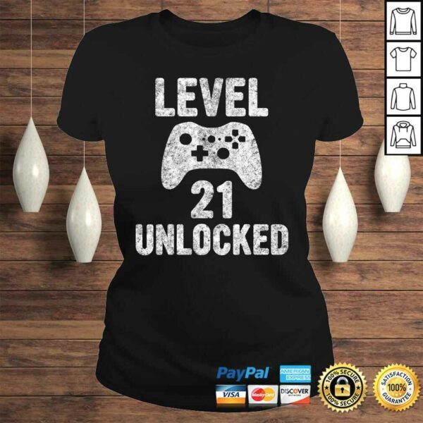 Funny Cute Video Gamer 21th Birthday Gift Funny Level 21 Unlocked Shirt