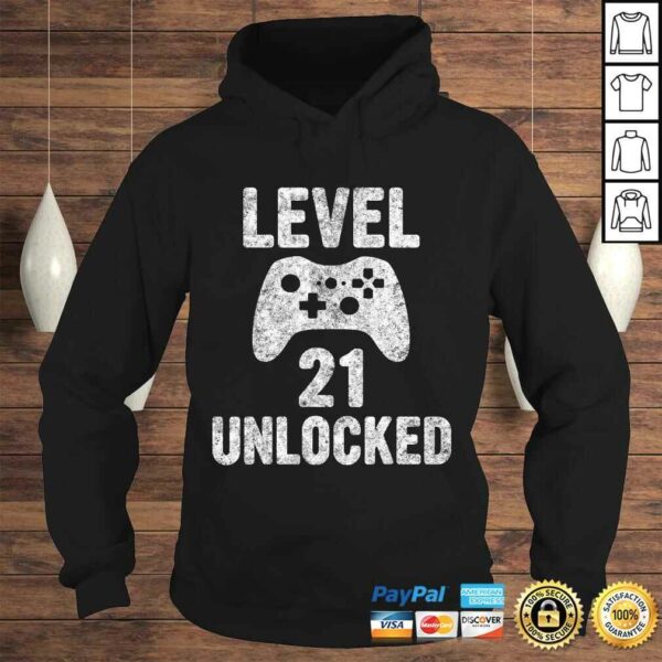 Funny Cute Video Gamer 21th Birthday Gift Funny Level 21 Unlocked Shirt