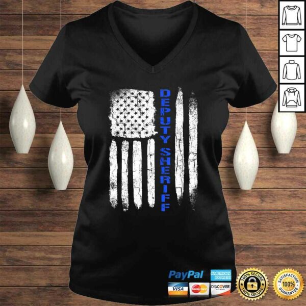 Funny Deputy Sheriff Shirts for Men Thin Blue Line American Flag Tee Shirt