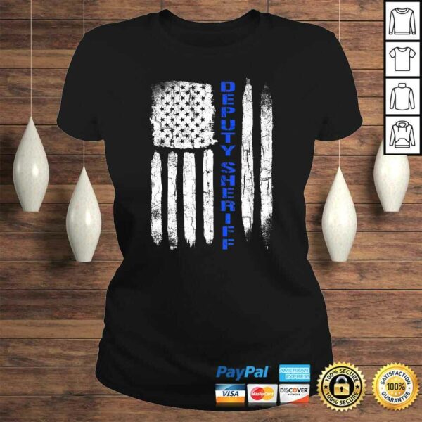 Funny Deputy Sheriff Shirts for Men Thin Blue Line American Flag Tee Shirt