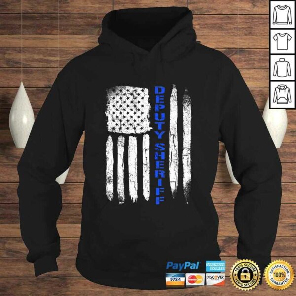 Funny Deputy Sheriff Shirts for Men Thin Blue Line American Flag Tee Shirt