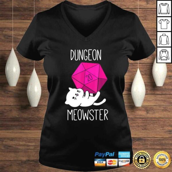 Funny Dungeon Meowster Funny Nerdy Cat D20 Dice RPG Gamer TShirt