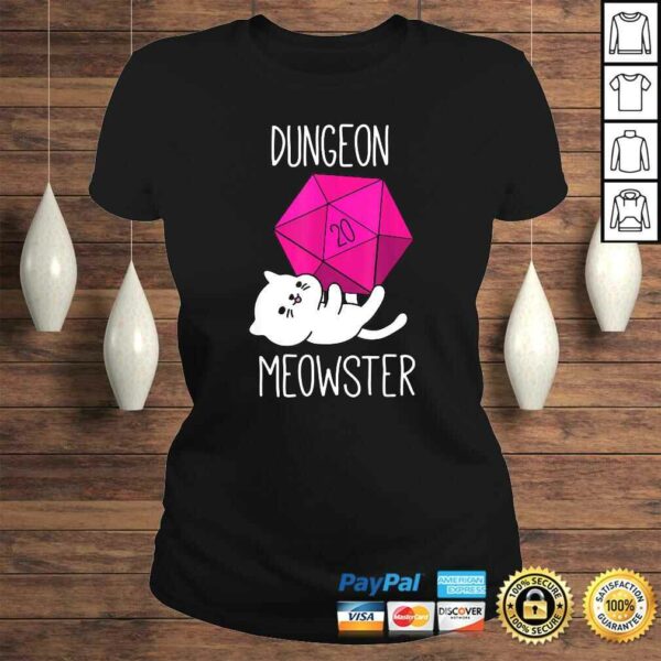 Funny Dungeon Meowster Funny Nerdy Cat D20 Dice RPG Gamer TShirt