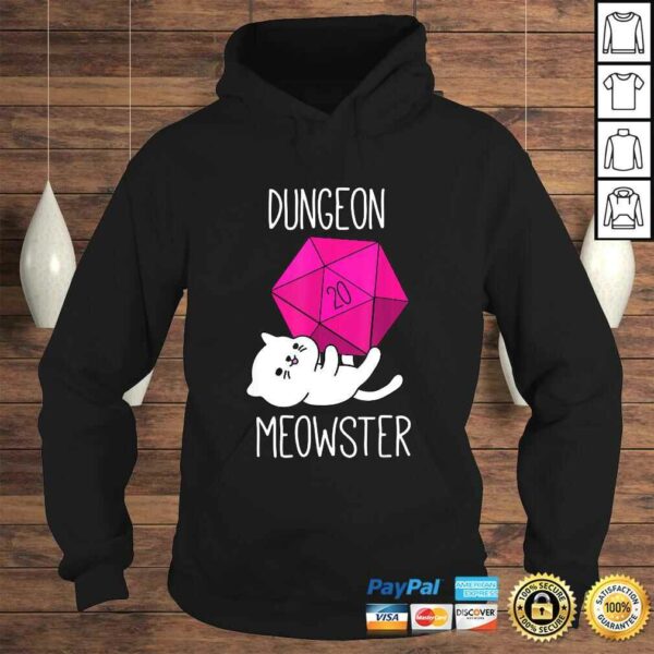 Funny Dungeon Meowster Funny Nerdy Cat D20 Dice RPG Gamer TShirt