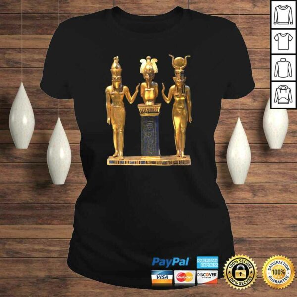 Funny Egyptian Trinity Golden Horus Osiris and Isis Statue TShirt