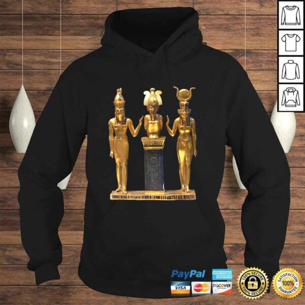 Funny Egyptian Trinity Golden Horus Osiris and Isis Statue TShirt