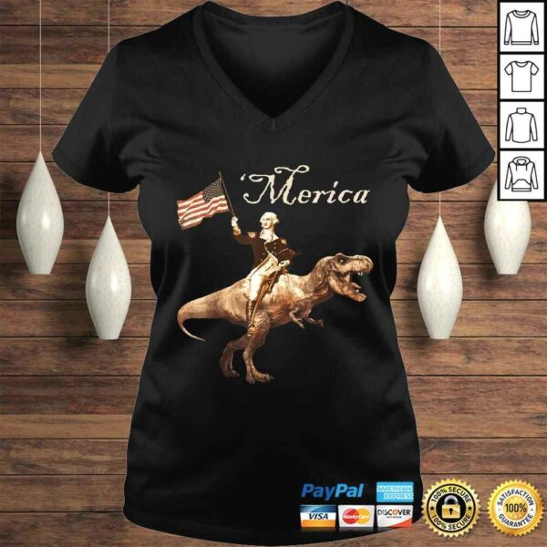 Funny George Washington Riding a Tyrannosaurus Rex Merica TShirt