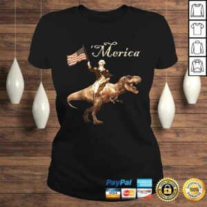 Funny George Washington Riding a Tyrannosaurus Rex Merica TShirt 3