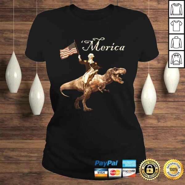 Funny George Washington Riding a Tyrannosaurus Rex Merica TShirt