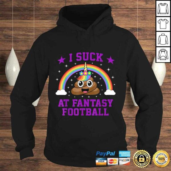 Funny I Suck At Fantasy Football Loser Poop Unicorn Funny Pink Tee Shirt