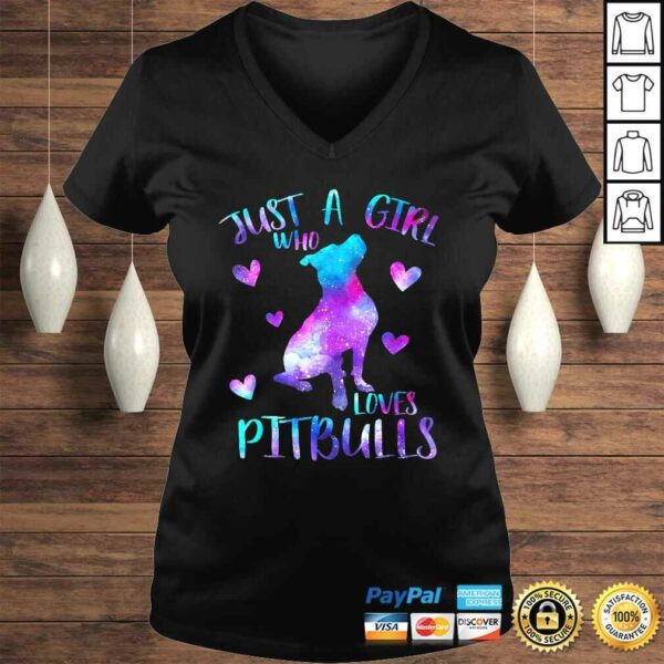 Funny Just a Girl Who Loves Pitbulls Galaxy Space Pitbull Mom Gift TShirt