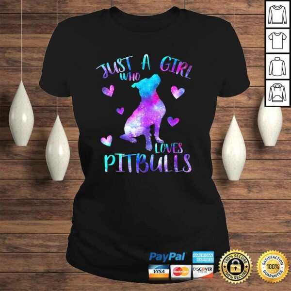 Funny Just a Girl Who Loves Pitbulls Galaxy Space Pitbull Mom Gift TShirt