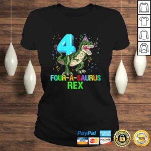 Funny Kids 4 Year Old Boy 4th Birthday Dinosaur Gift Fourasaurus T shirt 3