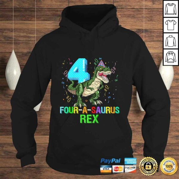 Funny Kids 4 Year Old Boy 4th Birthday Dinosaur Gift Fourasaurus T-shirt