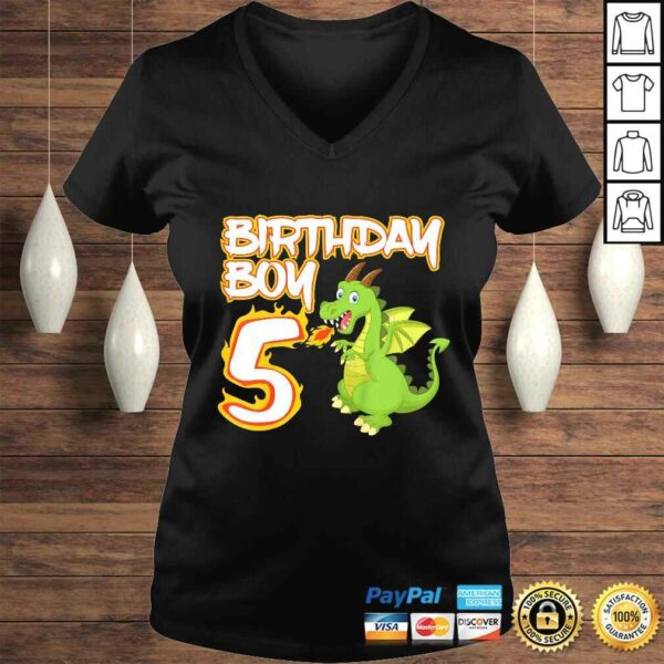 Funny Kids 5 Year Old Dragon Birthday Boy Themed Party 5th TShirt